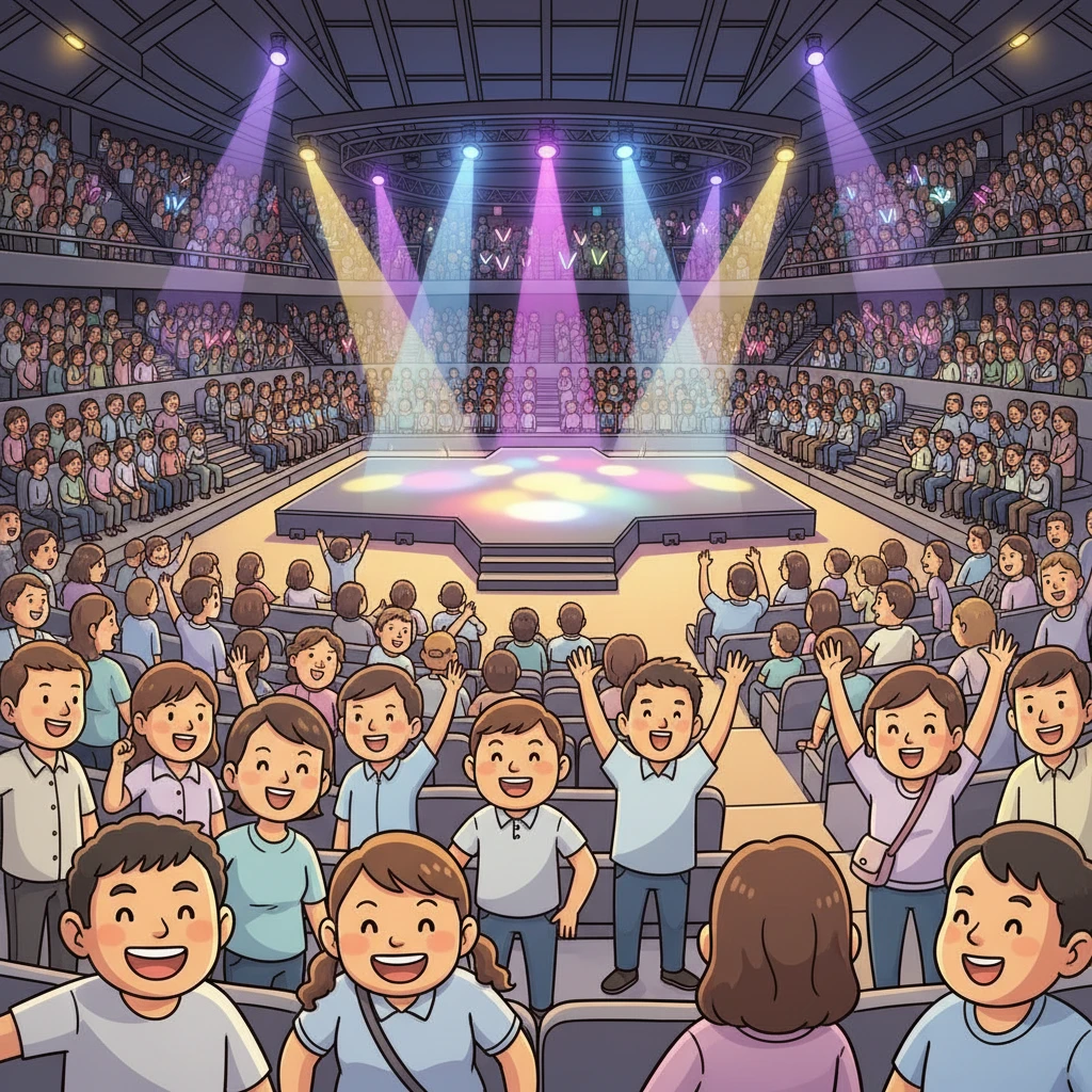 장충체육관 실내 전경 및 무대 구성